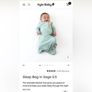 Kyte Baby 0.5 TOG Sleep Sack, size L in Sage